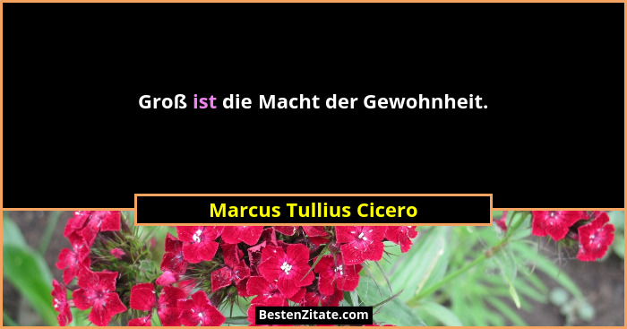 Groß ist die Macht der Gewohnheit.... - Marcus Tullius Cicero