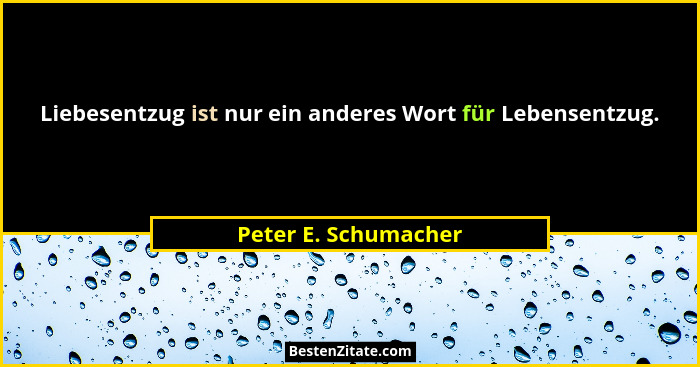 Liebesentzug ist nur ein anderes Wort für Lebensentzug.... - Peter E. Schumacher