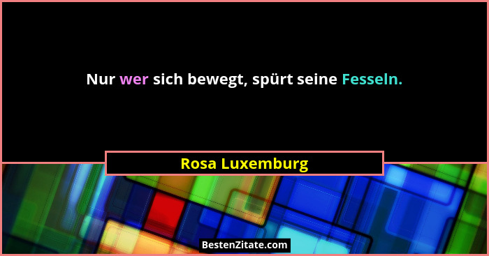 Nur wer sich bewegt, spürt seine Fesseln.... - Rosa Luxemburg