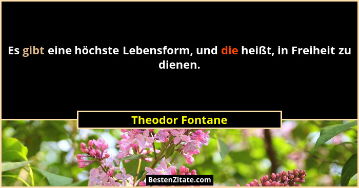 Es gibt eine höchste Lebensform, und die heißt, in Freiheit zu dienen.... - Theodor Fontane