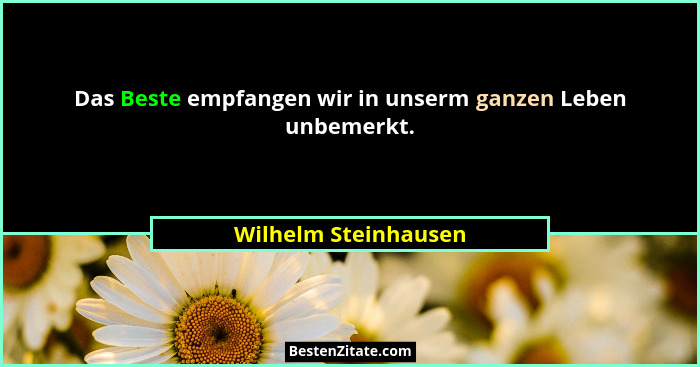 Das Beste empfangen wir in unserm ganzen Leben unbemerkt.... - Wilhelm Steinhausen