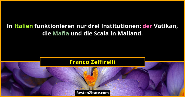 In Italien funktionieren nur drei Institutionen: der Vatikan, die Mafia und die Scala in Mailand.... - Franco Zeffirelli