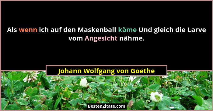 Als wenn ich auf den Maskenball käme Und gleich die Larve vom Angesicht nähme.... - Johann Wolfgang von Goethe