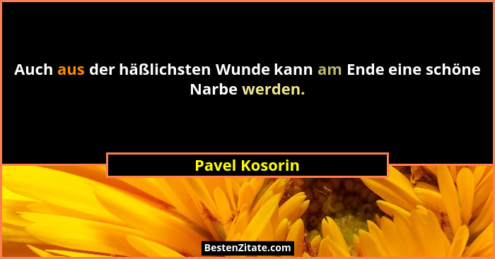 Auch aus der häßlichsten Wunde kann am Ende eine schöne Narbe werden.... - Pavel Kosorin