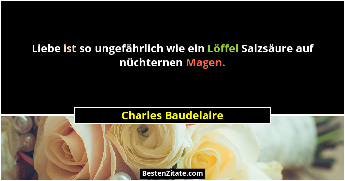 Liebe ist so ungefährlich wie ein Löffel Salzsäure auf nüchternen Magen.... - Charles Baudelaire