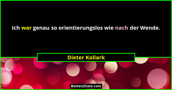 Ich war genau so orientierungslos wie nach der Wende.... - Dieter Kollark