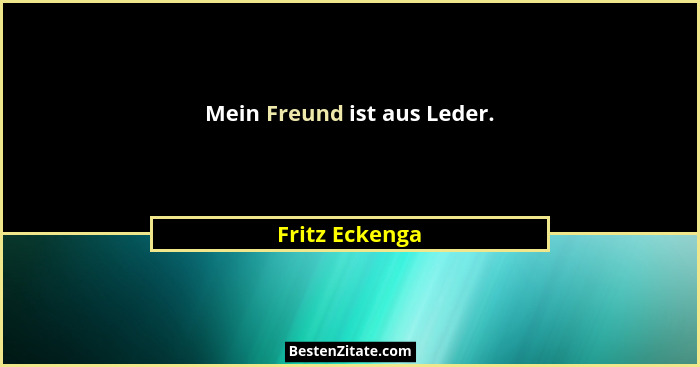 Mein Freund ist aus Leder.... - Fritz Eckenga