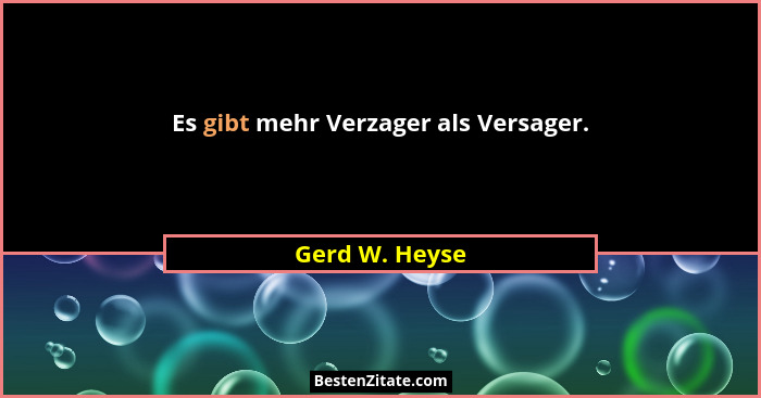 Es gibt mehr Verzager als Versager.... - Gerd W. Heyse