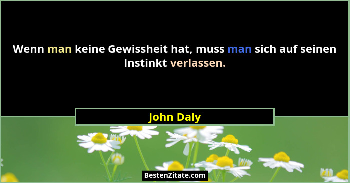 Wenn man keine Gewissheit hat, muss man sich auf seinen Instinkt verlassen.... - John Daly