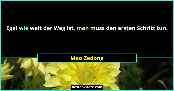 Egal wie weit der Weg ist, man muss den ersten Schritt tun.... - Mao Zedong