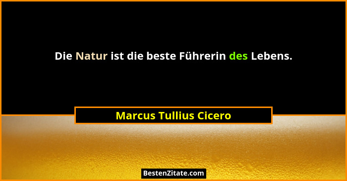 Die Natur ist die beste Führerin des Lebens.... - Marcus Tullius Cicero
