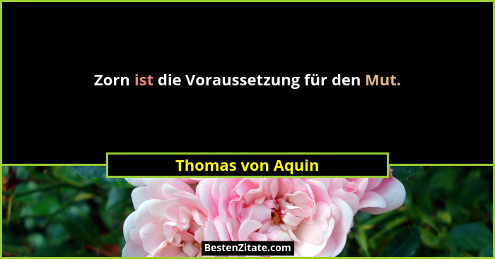 Zorn ist die Voraussetzung für den Mut.... - Thomas von Aquin
