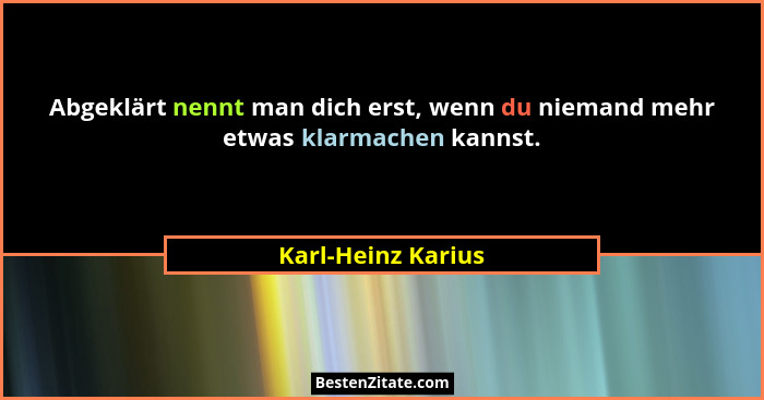 Abgeklärt nennt man dich erst, wenn du niemand mehr etwas klarmachen kannst.... - Karl-Heinz Karius