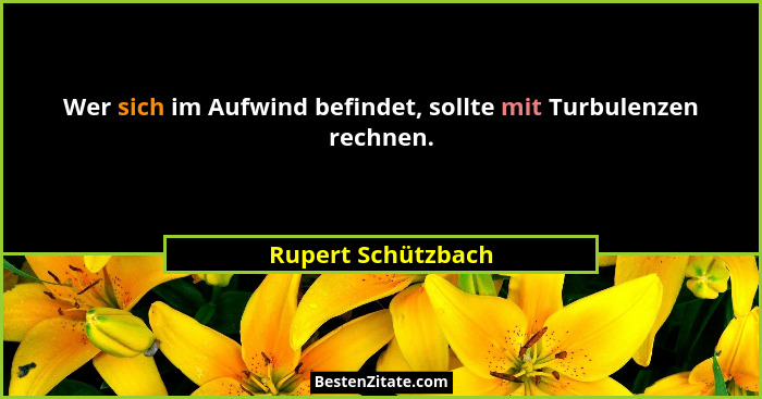 Wer sich im Aufwind befindet, sollte mit Turbulenzen rechnen.... - Rupert Schützbach