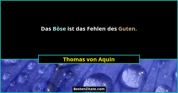 Das Böse ist das Fehlen des Guten.... - Thomas von Aquin