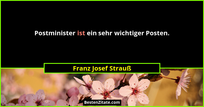 Postminister ist ein sehr wichtiger Posten.... - Franz Josef Strauß