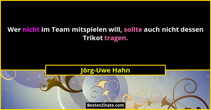 Wer nicht im Team mitspielen will, sollte auch nicht dessen Trikot tragen.... - Jörg-Uwe Hahn