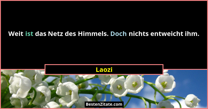 Weit ist das Netz des Himmels. Doch nichts entweicht ihm.... - Laozi