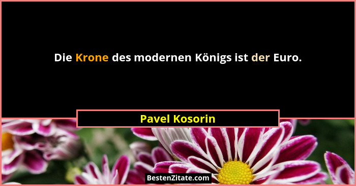 Die Krone des modernen Königs ist der Euro.... - Pavel Kosorin