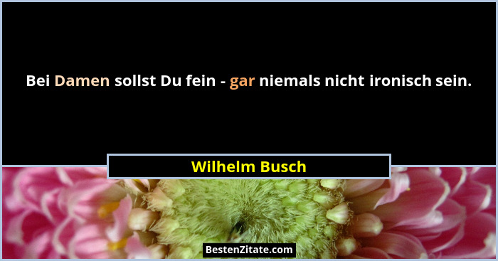 Bei Damen sollst Du fein - gar niemals nicht ironisch sein.... - Wilhelm Busch
