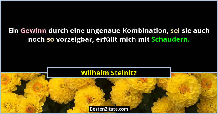 Ein Gewinn durch eine ungenaue Kombination, sei sie auch noch so vorzeigbar, erfüllt mich mit Schaudern.... - Wilhelm Steinitz