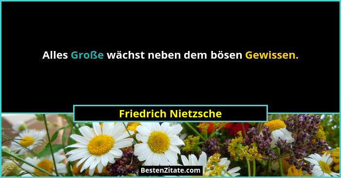Alles Große wächst neben dem bösen Gewissen.... - Friedrich Nietzsche