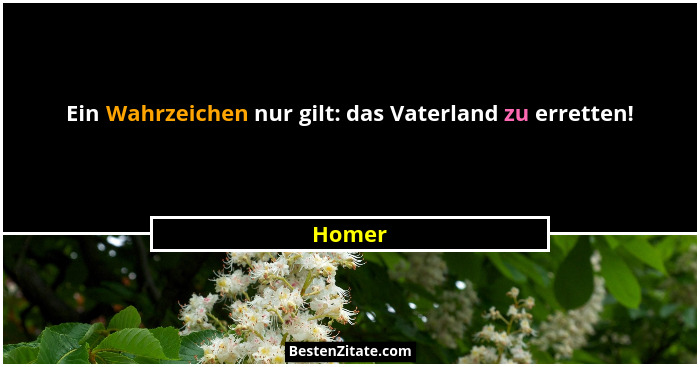 Ein Wahrzeichen nur gilt: das Vaterland zu erretten!... - Homer