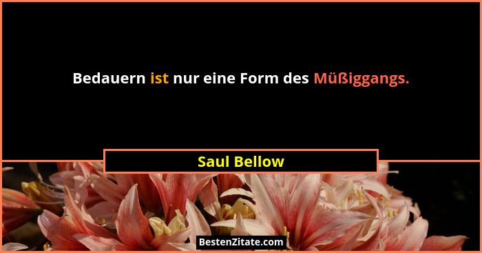 Bedauern ist nur eine Form des Müßiggangs.... - Saul Bellow