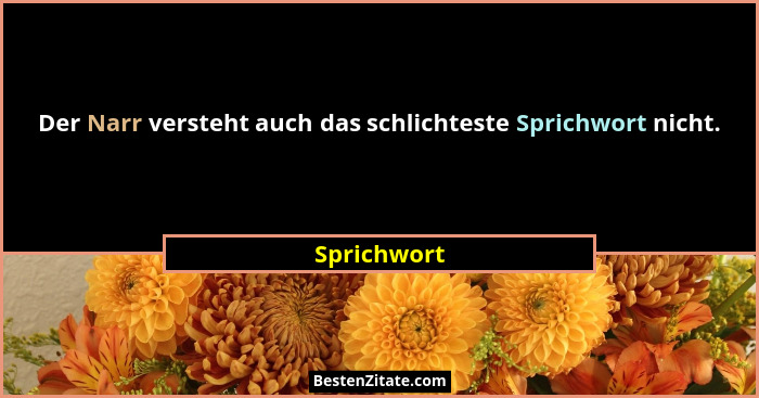 Der Narr versteht auch das schlichteste Sprichwort nicht.... - Sprichwort
