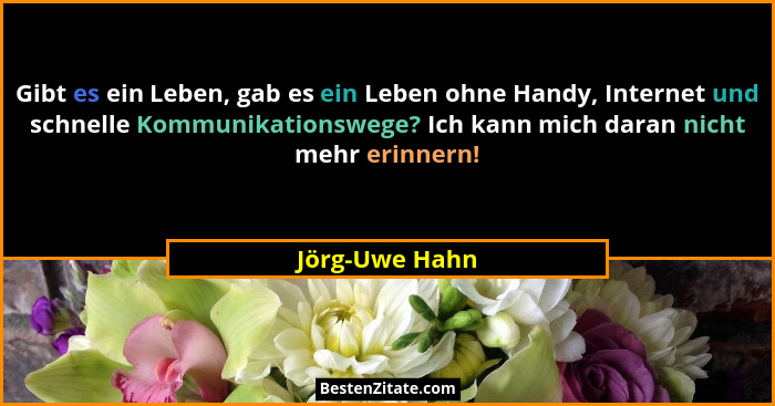 Gibt es ein Leben, gab es ein Leben ohne Handy, Internet und schnelle Kommunikationswege? Ich kann mich daran nicht mehr erinnern!... - Jörg-Uwe Hahn
