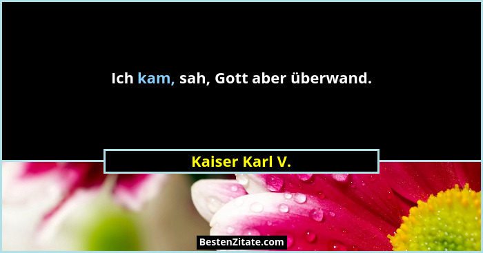 Ich kam, sah, Gott aber überwand.... - Kaiser Karl V.