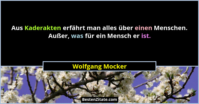 Aus Kaderakten erfährt man alles über einen Menschen. Außer, was für ein Mensch er ist.... - Wolfgang Mocker