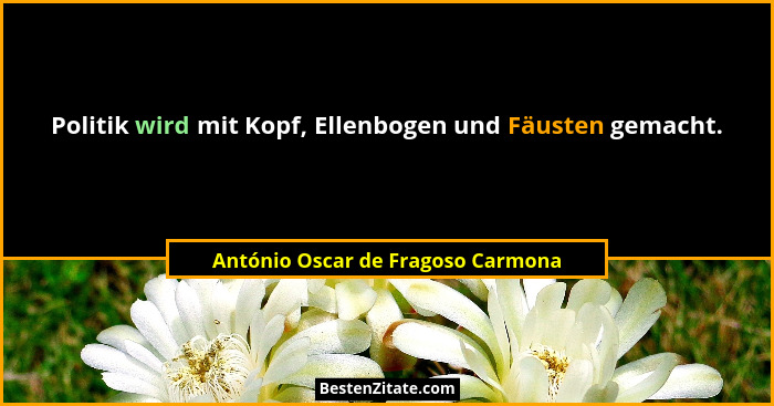 Politik wird mit Kopf, Ellenbogen und Fäusten gemacht.... - António Oscar de Fragoso Carmona