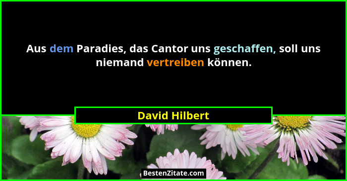 Aus dem Paradies, das Cantor uns geschaffen, soll uns niemand vertreiben können.... - David Hilbert
