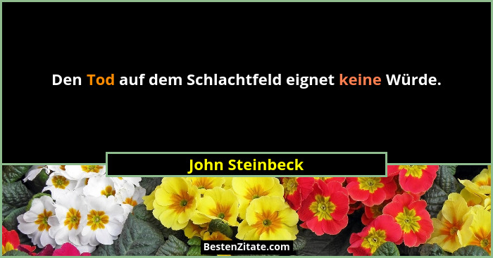 Den Tod auf dem Schlachtfeld eignet keine Würde.... - John Steinbeck