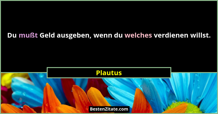 Du mußt Geld ausgeben, wenn du welches verdienen willst.... - Plautus
