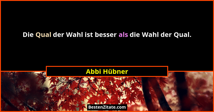 Die Qual der Wahl ist besser als die Wahl der Qual.... - Abbi Hübner
