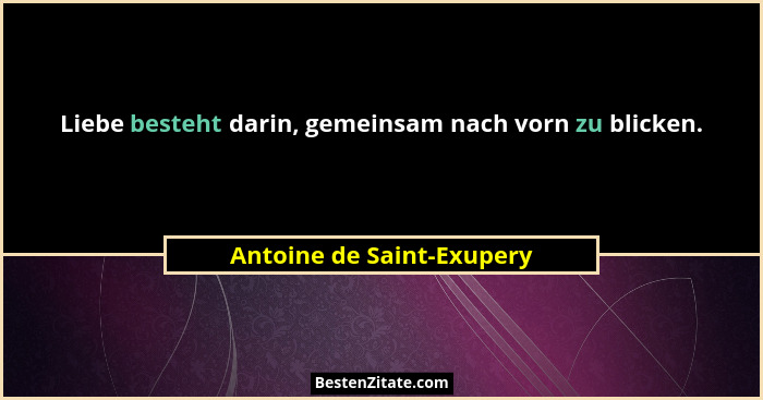 Liebe besteht darin, gemeinsam nach vorn zu blicken.... - Antoine de Saint-Exupery