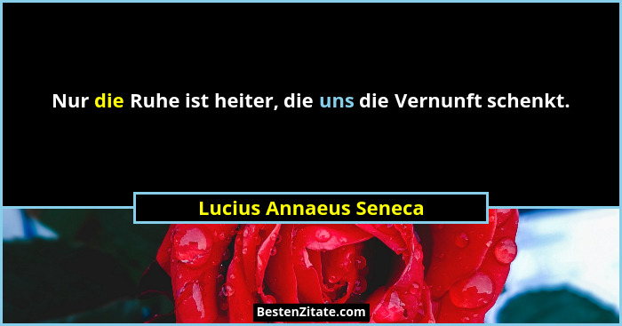 Nur die Ruhe ist heiter, die uns die Vernunft schenkt.... - Lucius Annaeus Seneca