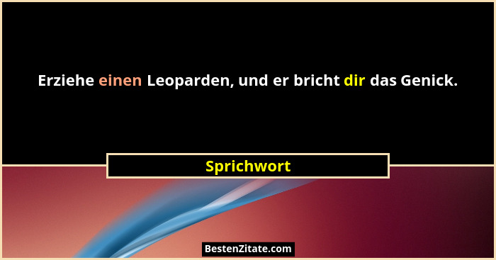 Erziehe einen Leoparden, und er bricht dir das Genick.... - Sprichwort