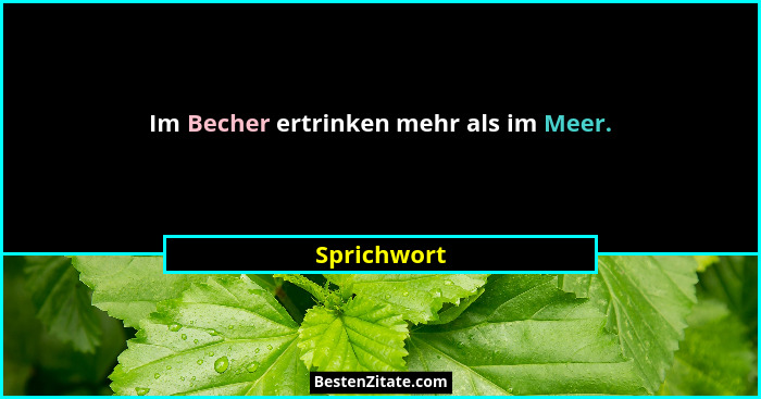 Im Becher ertrinken mehr als im Meer.... - Sprichwort