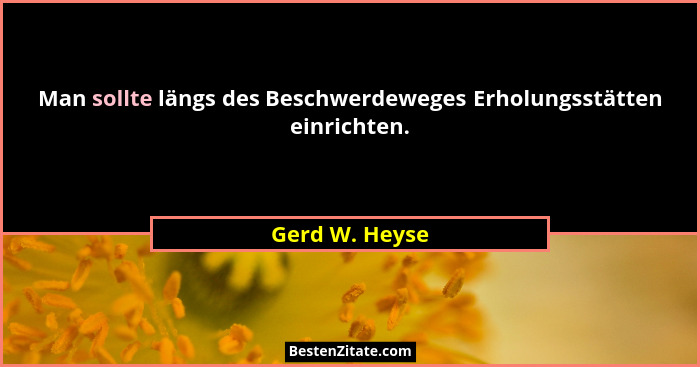 Man sollte längs des Beschwerdeweges Erholungsstätten einrichten.... - Gerd W. Heyse