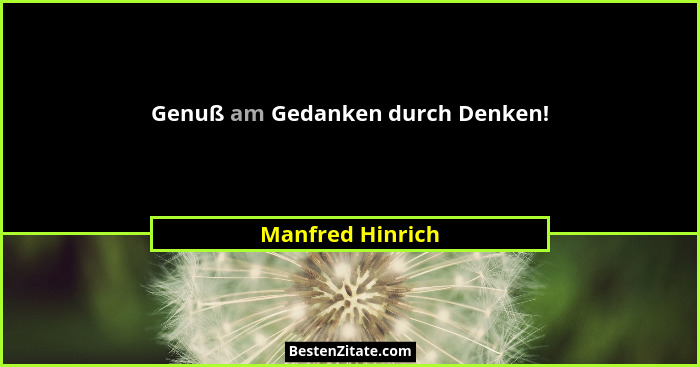 Genuß am Gedanken durch Denken!... - Manfred Hinrich