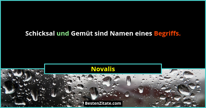 Schicksal und Gemüt sind Namen eines Begriffs.... - Novalis