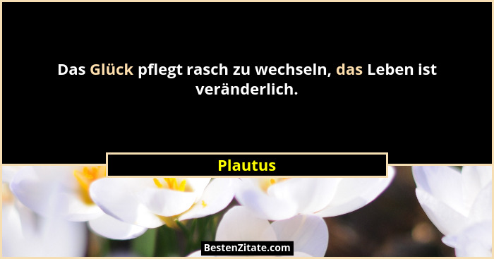 Das Glück pflegt rasch zu wechseln, das Leben ist veränderlich.... - Plautus