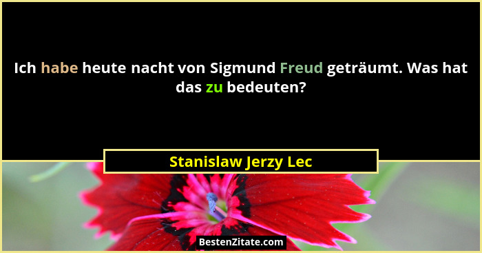 Ich habe heute nacht von Sigmund Freud geträumt. Was hat das zu bedeuten?... - Stanislaw Jerzy Lec