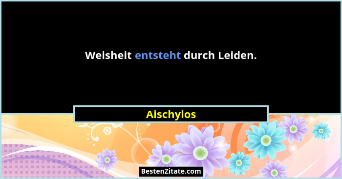 Weisheit entsteht durch Leiden.... - Aischylos