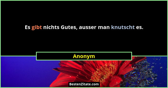 Es gibt nichts Gutes, ausser man knutscht es.... - Anonym