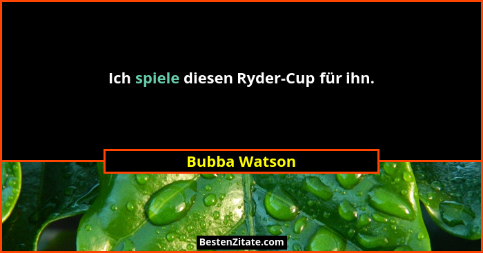 Ich spiele diesen Ryder-Cup für ihn.... - Bubba Watson