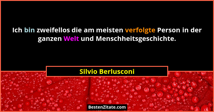 Ich bin zweifellos die am meisten verfolgte Person in der ganzen Welt und Menschheitsgeschichte.... - Silvio Berlusconi